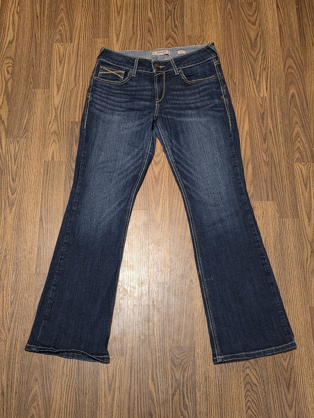 Ariat R.E.A.L Womens 29S Perfect Rise Desiree Bootcut Jeans YKK Zip Blue Denim